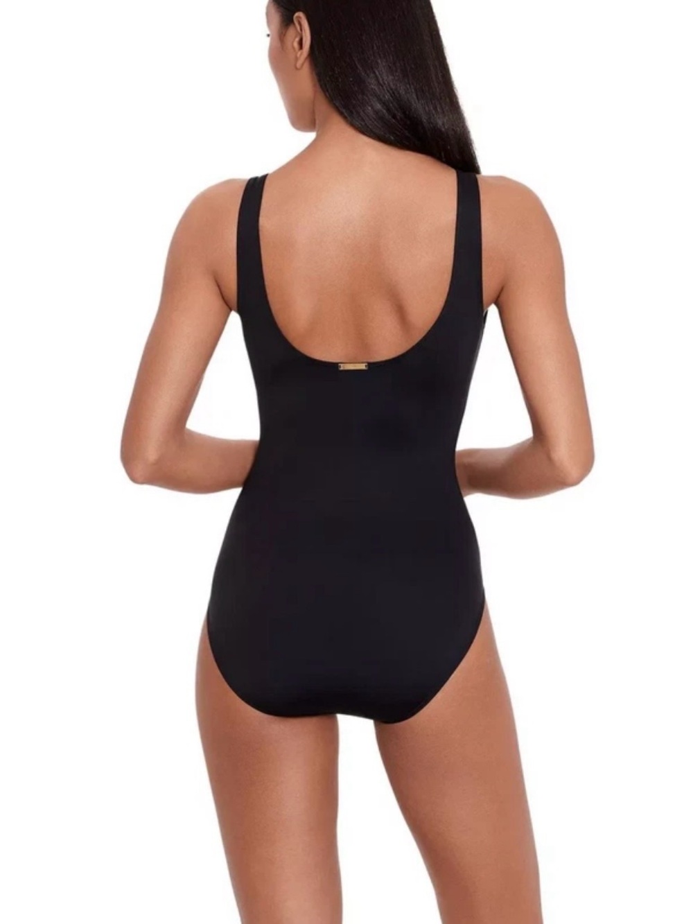 NWT Lauren Ralph Lauren Black Ring Front One Piece Swimsuit Size 4 - Picture 6 of 15